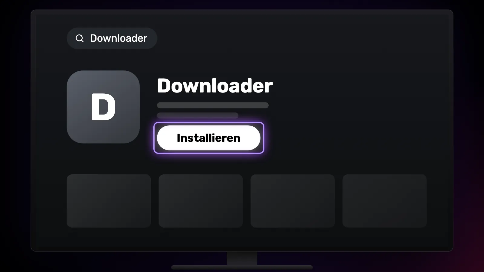 Die Seite der App Downloader im Google Play Store auf dem Fernseher, die Schaltfläche Installieren ist markiert.