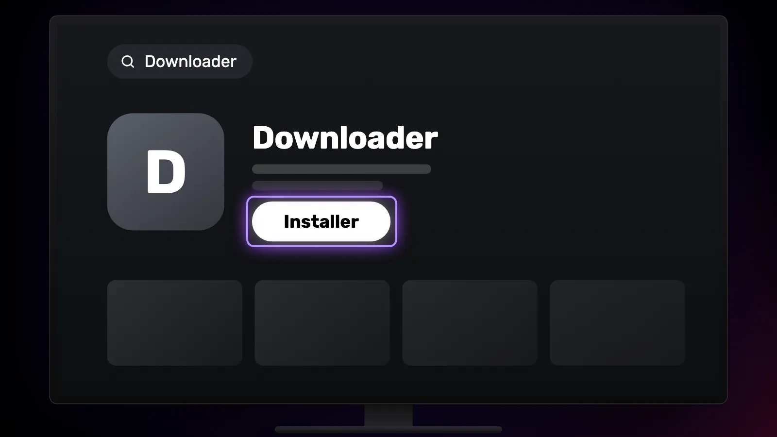La page de l'application Downloader dans Google Play sur le téléviseur, avec le bouton Installer mis en évidence.