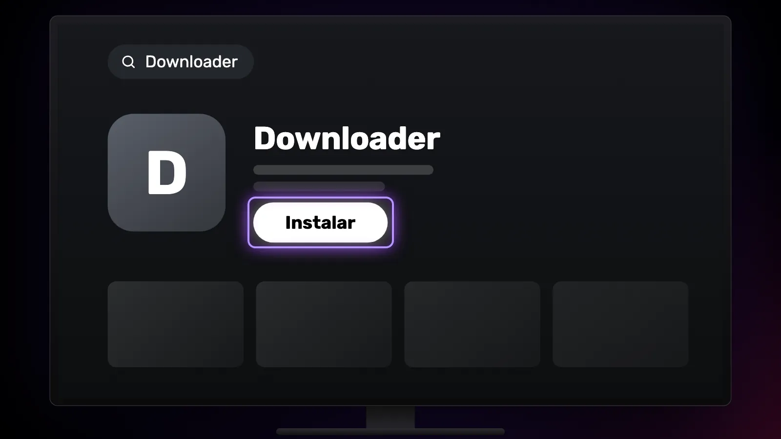 A página do app Downloader na Google Play da TV, com o botão Instalar destacado.